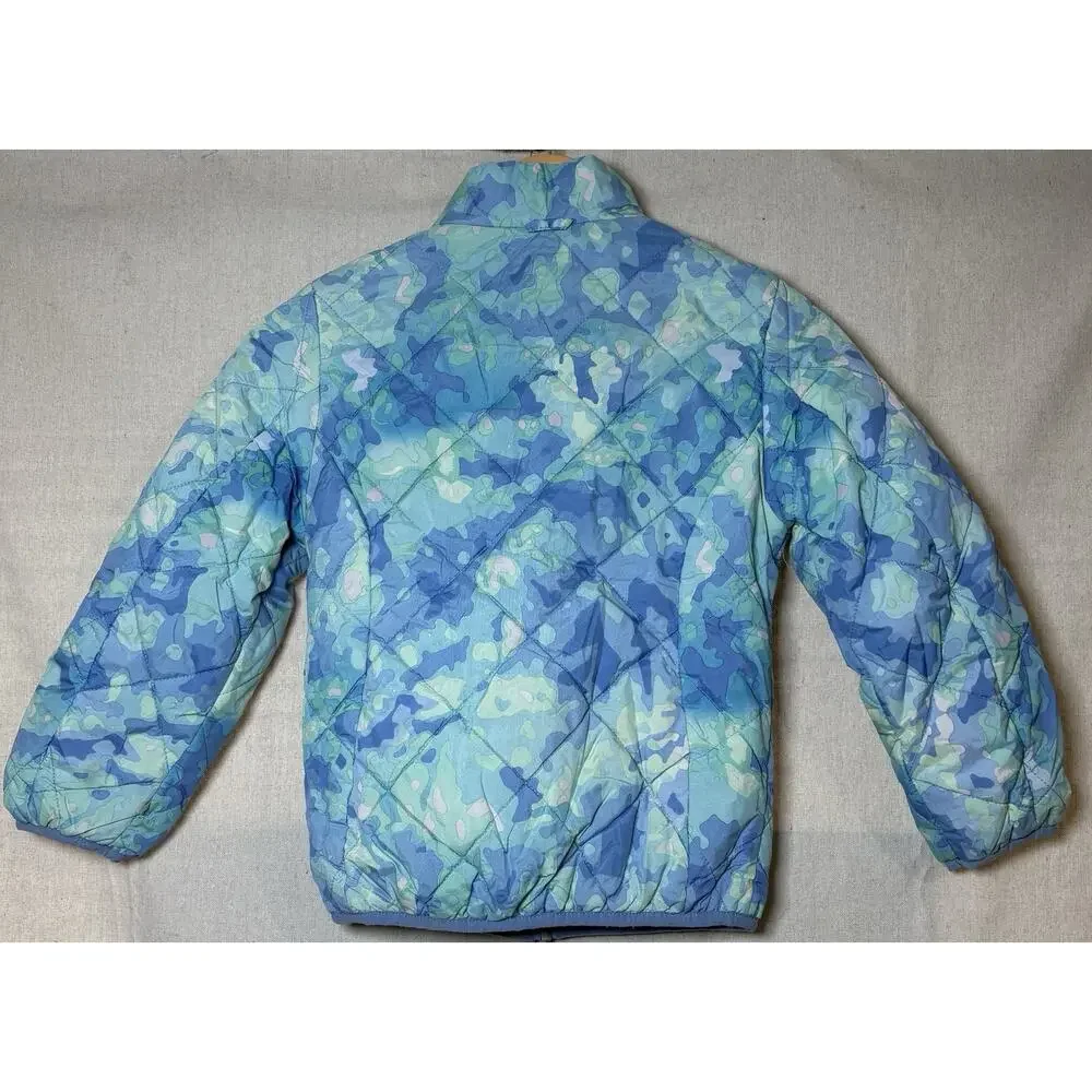 Gerry Puffer Jacket‎ Girls Sz S 7-8 Blue Green Floral Light Full Zip